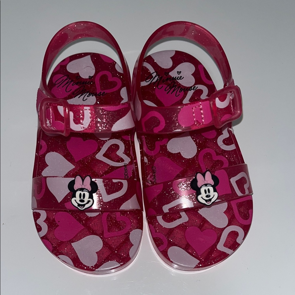 Girls' Pink Minnie Mouse Heart Jelly Sandals